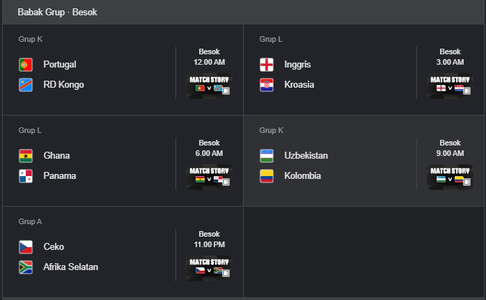 Jadwal Prediksi Pertandingan Piala Dunia 18 Juni 2026