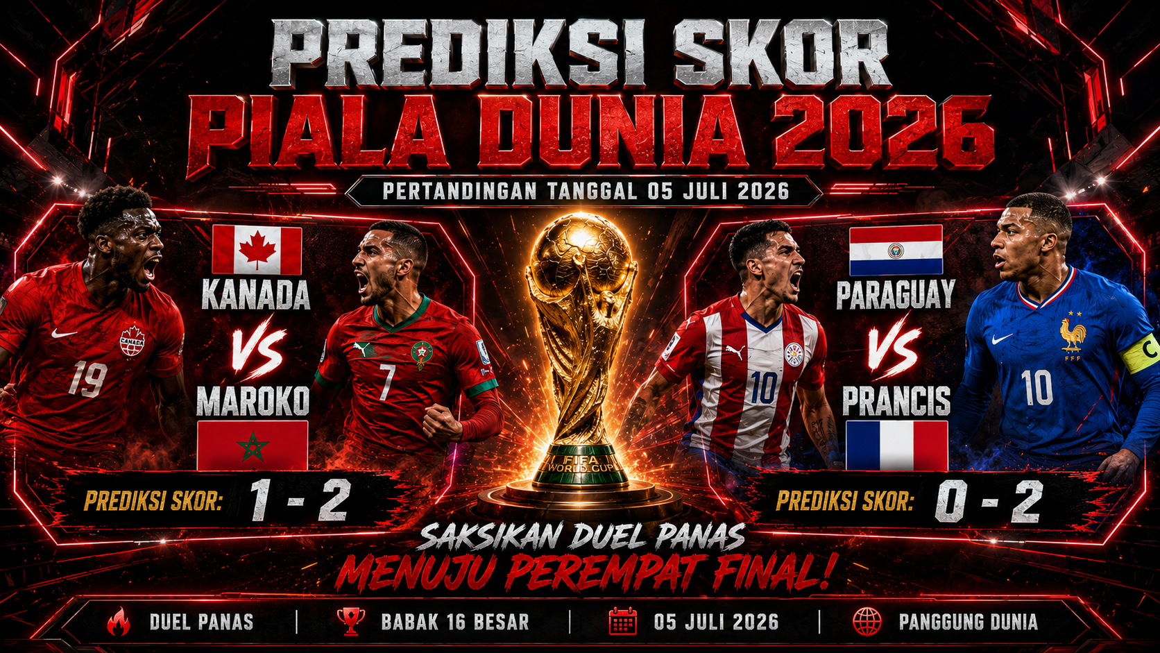 Prediksi Skor Piala Dunia 2026 Pertandingan Tanggal 05 Juli 2026